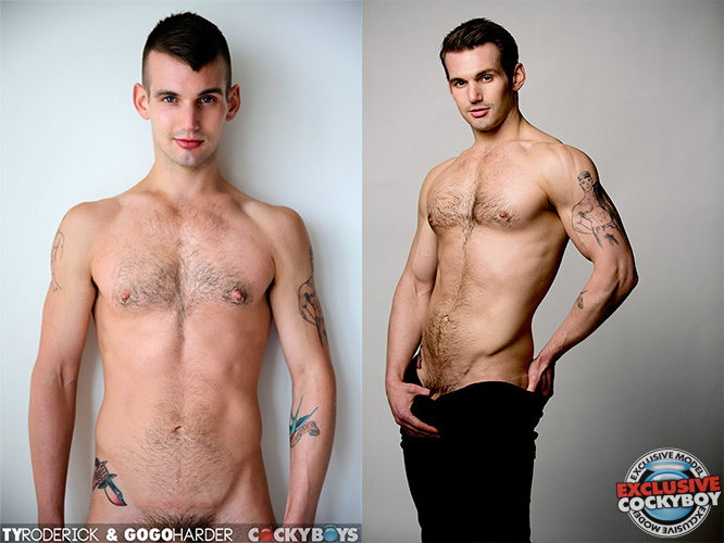 Before, and after. An image from Chris's first shoot with CockyBoys in 2013, and a more recent shot.