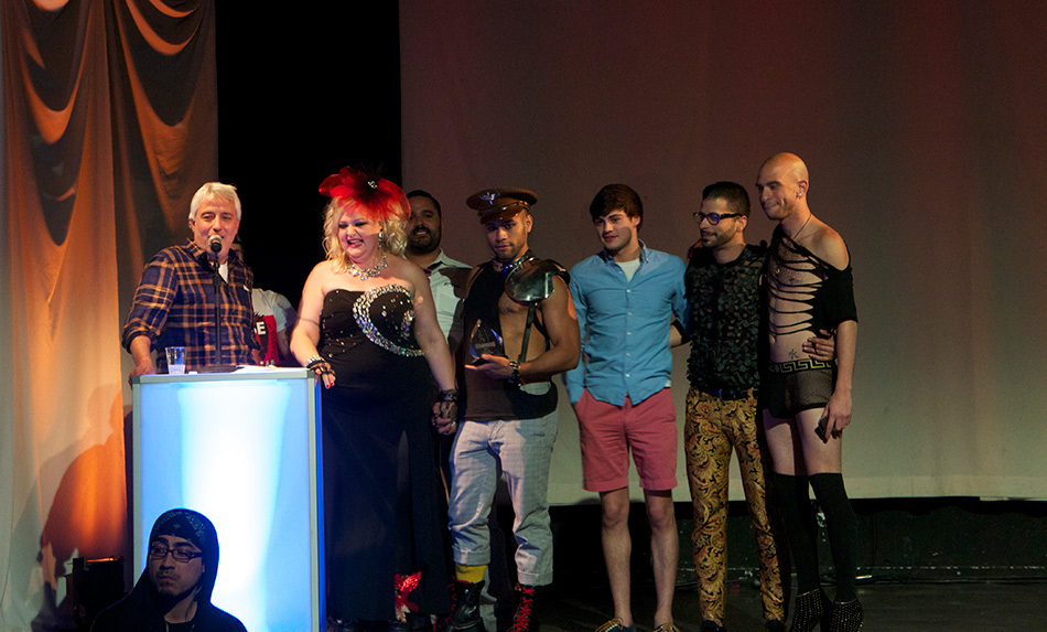 The Frat House Cream/NakedSword crew accepting the award for Best Movie.