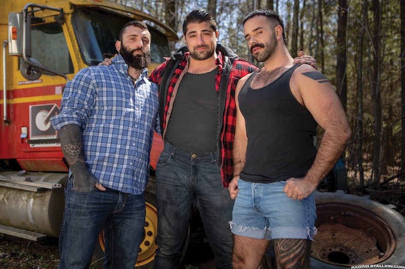 Three Of Porn S Hairiest Hunks Come Together For Woodsy Threeway