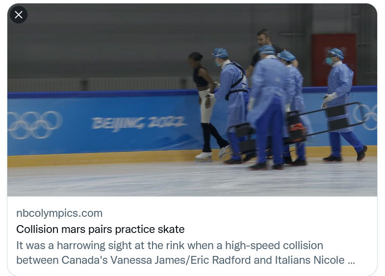 Olympics Skating Collision Feb 2022 NBC Tweet 