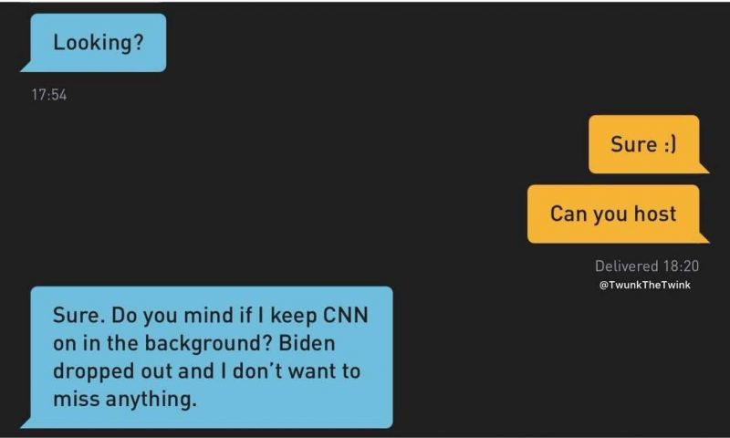 Grindr chat about Joe Biden.